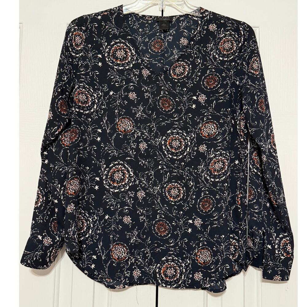 Ann Taylor Black Printed Blouse, Size M